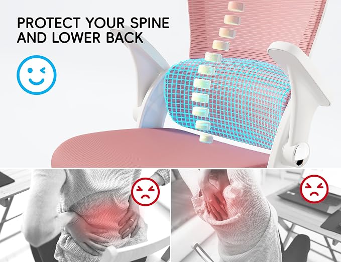 TRALT Office Chair - Ergonomic Office Chair with Back Support, Home Office Desk Chairs, 330lbs Wide Seat Big and Tall Office Chairs with Headrest, Comfy Desk Chairs (Pink)