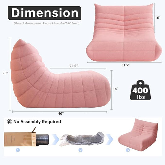WHGBJA Bean Bag Chair for Adults, Lazy Bean Bag Sofa for Bedroom, Living Room, Reading, Gaming Floor Sofa Chair, Boneless, Comfy