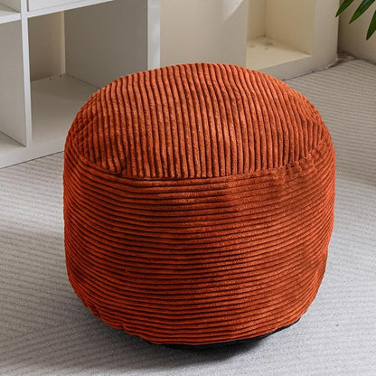 HIGOGOGO Round Stuffed Pouf Ottoman, Corduroy Poufs with Foam Chunk Filling, Furry and Fluffy Pouf Foot Stool Storage Ottoman, 26 X 18 Floor Poufs Foot Rest for Living Room, Terra Cotta
