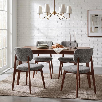 COLAMY Dining Chairs Set of 2, Modern Upholstered Kitchen Room Chairs with Solid Red Oak Wood Legs, 5-Min Easy Assembly Anti-Wobble, High-Weight Fabric Farmhouse Side Chair, 300lbs,Darkgrey
