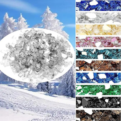 Onlyfire 10 lbs Fire Glass Rocks 1/2 Inch, Reflective Tempered Glass for Propane Fire Pit & Gas Fireplace, High Luster Firepit Glass Stones for Fire Table, Platinum (Multicolor Options Available)