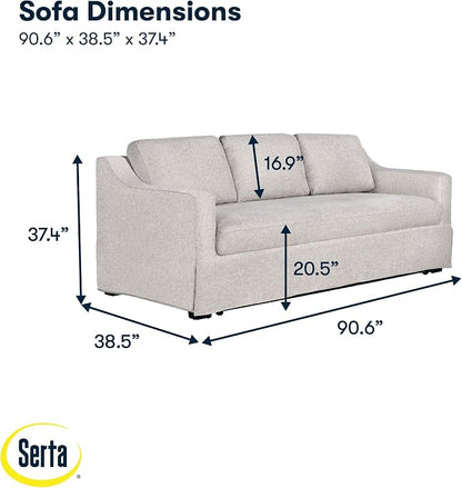 Serta® Hawthorne 90.6" Slipcovered Queen-Size Convertible Pop-up Sofa, Dreamcoil® Comfort, Woven Polyester Blend Fabric, Linen