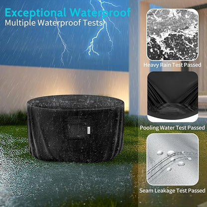 40" Round Fire Pit Cover – Heavy-Duty Waterproof Oxford, Buckle Straps, Air Vents & Drawstring – Windproof & UV-Resistant for Worry-Free Year-Round Protection on Patio Fire Pits & Tables