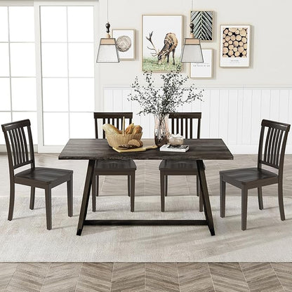 COLAMY Wooden Dining Room Chairs Set of 2, Spindle High Back Windsor Kitchen Side Chair, Farmhouse Dining Chairs for Kitchen, Dining Room, Dark Brown