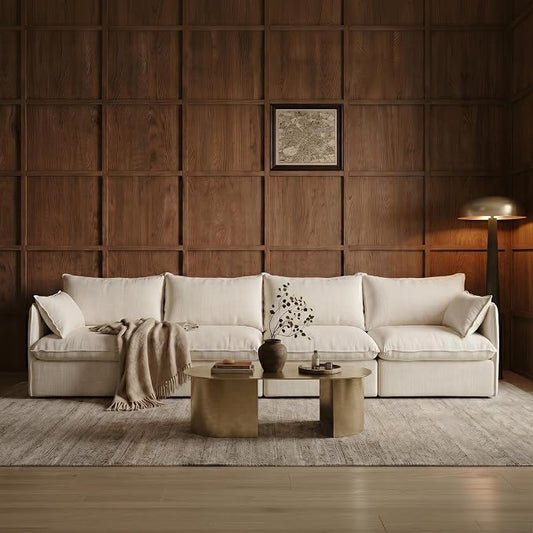 Cloud Modular Sofa, Oversized Deep Seat Comfort, Linen Blend | Fully Removable Washable Covers, Memory Foam Seat Cushions, Premium Fabric