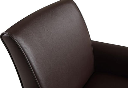 Modern Faux Leather Accent Chair, Upholstered Living Room Armchairs, Comfy Winged Arm Single Sofa Chair for Bedrom, Apartment, Office, Espresso