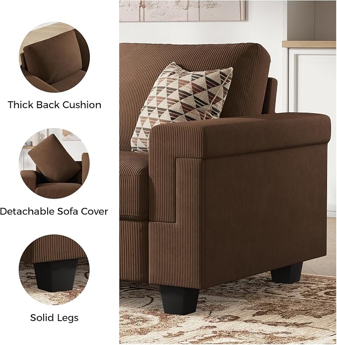 COPIAE 3 Seater Sofa Couch with Deep Seat, 90" Modern Upholstered Sofa with Armrests, Easy Installation, Comfy Couches for Living Room, Apartment,Dark Gray