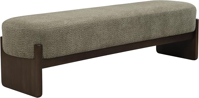 Virubi Elegant Upholstered Loop Yarn Ottoman, Dark Green End of Bed Entryway Benches, Corner Dining Bench Shoe Stool for Indoor Bedroom Living Dining Room (Dark Green)