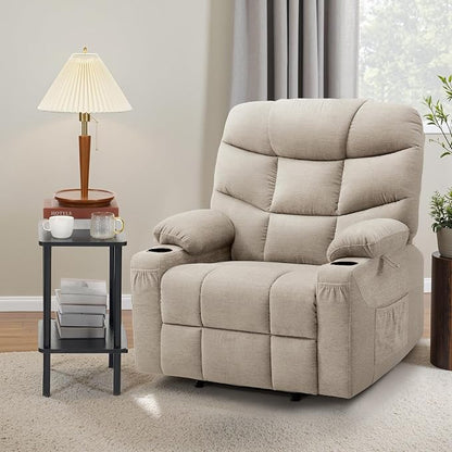 MCombo Oversized Power Lift Recliner Chair with Extended Footrest, Extra Wide for Big and Tall Elderly People, Fabric R7289 (Oatmeal, Medium-Wide)