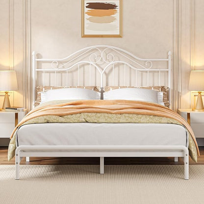 Headboard for King Size Bed Frame Vintage Platform Bed Metal Headboard Only | Height Adjustable,Sturdy and Stable,Easy Assembly,White