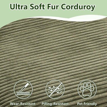104.3" Modular Sectional Sofa,Modern Corduroy Cloud Couch with Cup Holder & Side Pockets,Boneless Couch Upholstered 3-Seater L-Shaped Sofa for Living Room,No Assembly (Green, Left-Facing Chaise) | with Cup Holder