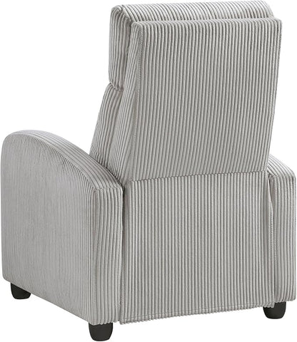 Lexicon Corduroy Pushback Recliner Chair Armchair Push Back Recliner, Solid Wood Frame and Metal Base, Easy Assembly Small Soft Single Sofa Accent Chair for Living Room/Office/Apartment, Light Grey