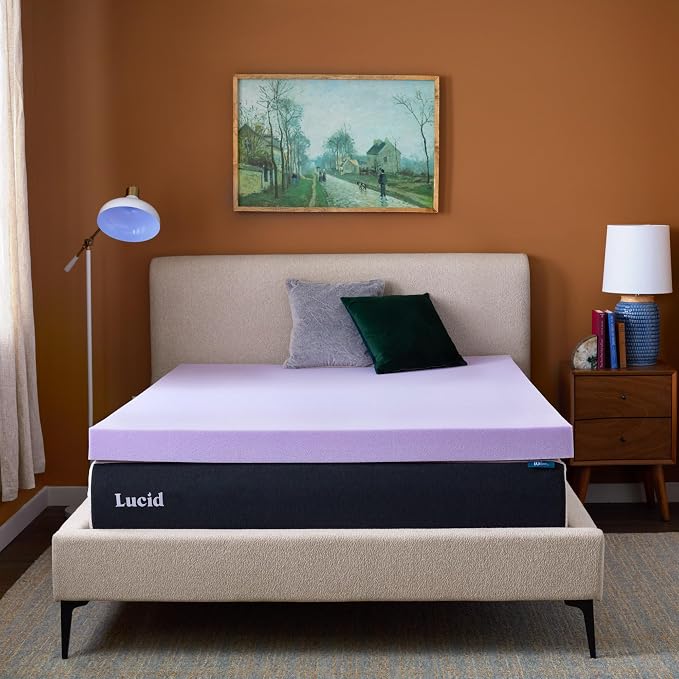 Lucid® 4" Lavender Memory Foam Mattress Topper – CertiPUR-US®, Twin