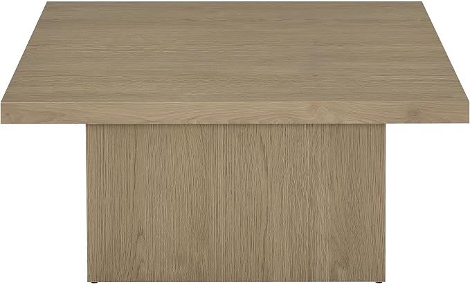 Coaster Home Furnishings - Devar - Wood - Square Coffee Table with Pedestal Base, Geometric Design and Transitional Style - Living Room - Latte - 710918