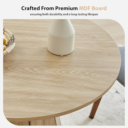 31.5" Round Dining Table for 2-4 People, Modern Small Kitchen & Dining Room Table with Pedestal Base, Space Saving Farmhouse Wood Table for Apartment & Small Spaces, Natural
