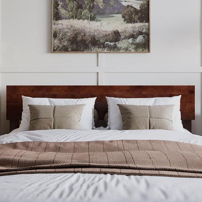 AFI, Orlando Queen Adjustable Modern Solid Wood Panel Headboard, Walnut
