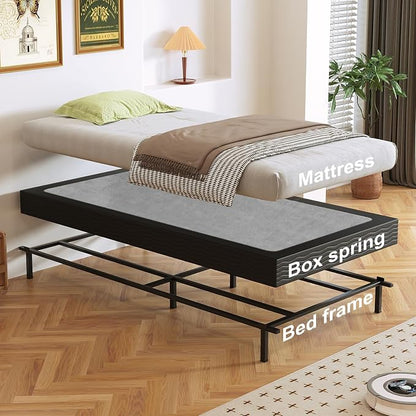 Box Spring, Metal Frame Mattress Foundation with Fabric Cover, Easy Assembly, Noise-Free (5 Inch, Twin)