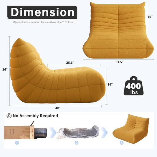 WHGBJA Bean Bag Chair for Adults, Lazy Bean Bag Sofa for Bedroom, Living Room, Reading, Gaming Floor Sofa Chair, Boneless, Comfy