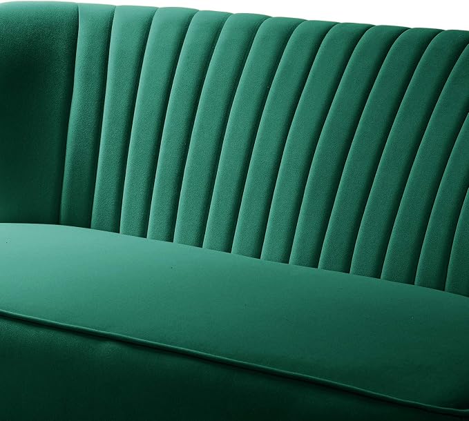 TINA'S HOME Contemporary Velvet Loveseat Sofa, Upholstered Loveseat Couch with Golden Metal Legs, Small Tufted 2-Seat Sofa Armless Love Seat for Living Room, Bedroom, Apartment Small Spaces, Green