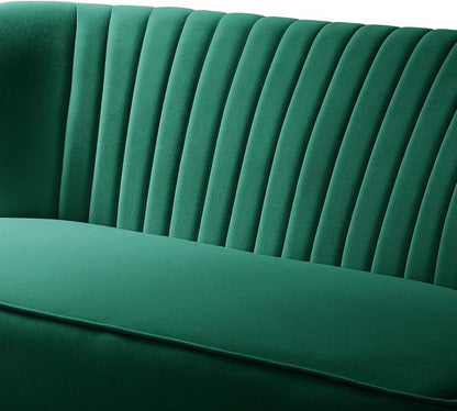 TINA'S HOME Contemporary Velvet Loveseat Sofa, Upholstered Loveseat Couch with Golden Metal Legs, Small Tufted 2-Seat Sofa Armless Love Seat for Living Room, Bedroom, Apartment Small Spaces, Green