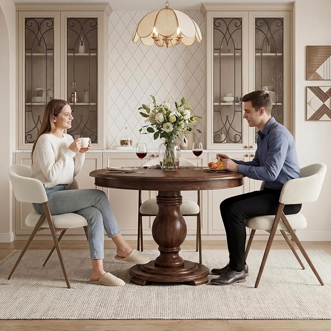 COLAMY Dining Chairs Set of 2, Mid Century Modern Dining Room Kitchen Dinner Chairs with Iron Legs, Open Back and Padded Seat, for Living Room/Bedroom/Restaurant/Cafe, Beige