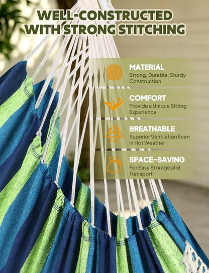 Chihee Hammock Chair Hanging Swing Max 500 Lbs 2 Cushions Included Metal Spreader Bar with Anti-Slip Grooves Portable Hanging Chair Side Pocket Large Macrame Bohemian Chair Indoor Outdoor | Hanging Swing with Anti-Slip Grooves Portable Hanging Chair Si...