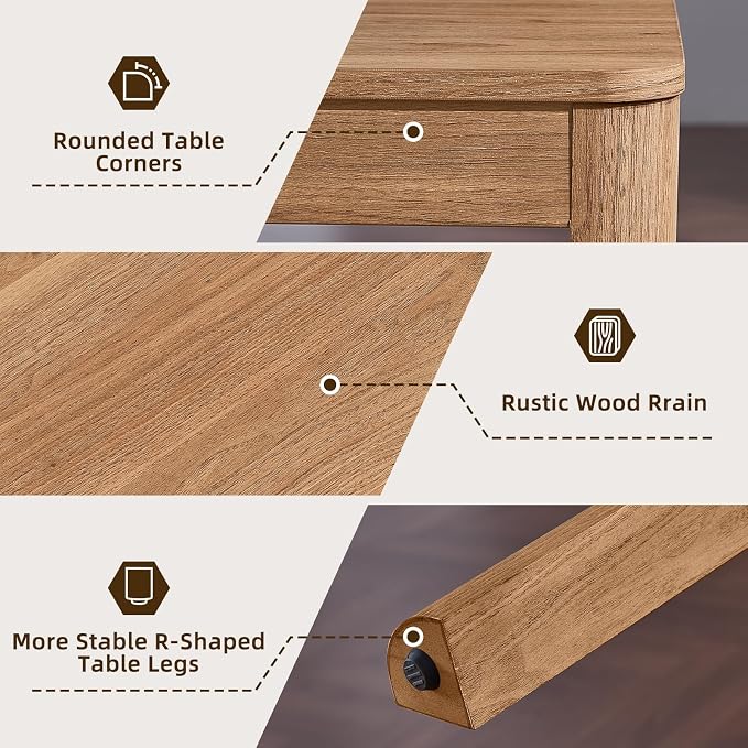 Joaxswe Farmhouse Nesting Tables Set of 3, Living Room Table Set with Rounded Corners & 4 Thickened Table Legs & Stacking Capability, Dark Wood
