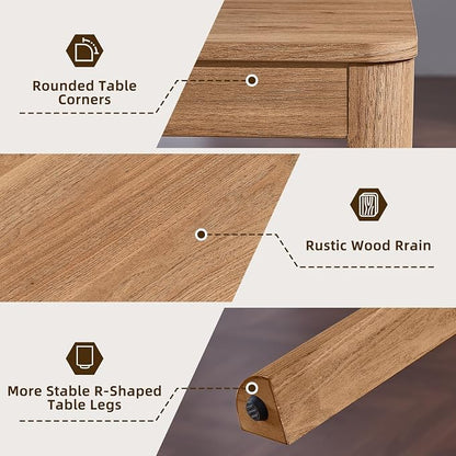 Joaxswe Farmhouse Nesting Tables Set of 3, Living Room Table Set with Rounded Corners & 4 Thickened Table Legs & Stacking Capability, Dark Wood