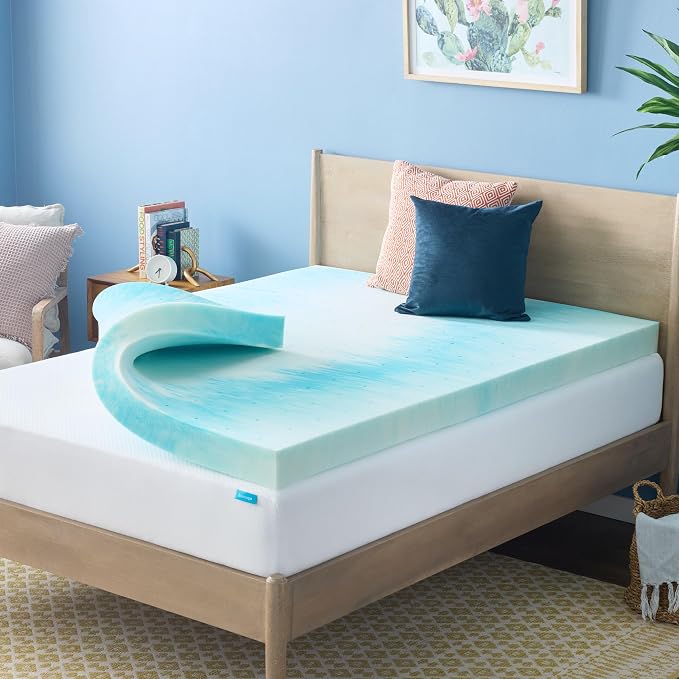 Linenspa 4 Inch Swirl Gel Memory Foam Mattress Topper, California King Size – Cooling Gel Infused, Ventilation Holes – Pressure Relieving Bed Topper – CertiPUR Certified