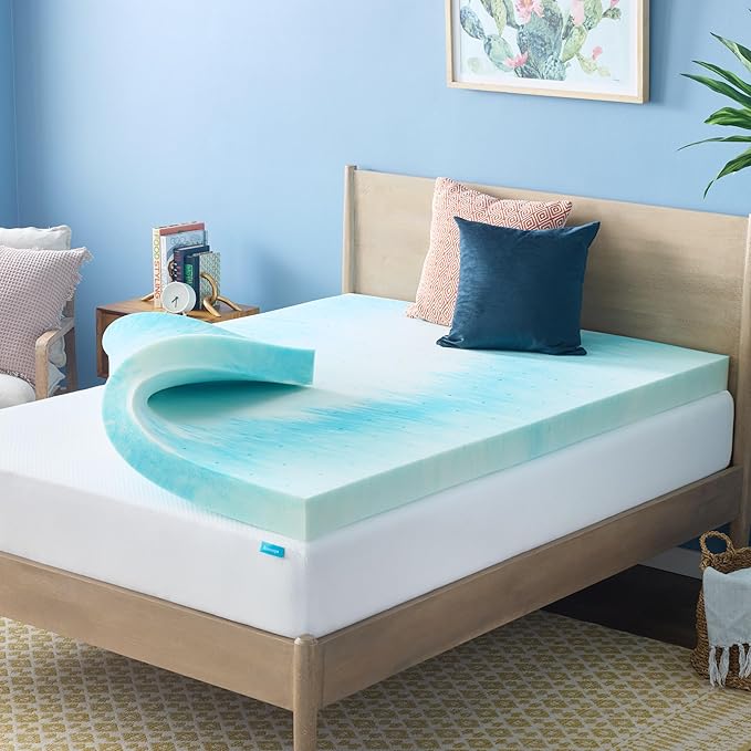 Linenspa 4 Inch Swirl Gel Memory Foam Mattress Topper, Twin Size – Cooling Gel Infused, Ventilation Holes – Pressure Relieving Bed Topper – CertiPUR Certified