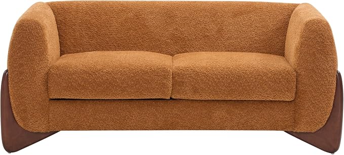 Christopher Knight Home Almad 2 Pieces Sofa Couch Set, Cozy 3-Seater Sofa and Loveseat for Living Room, Upholstered Couch Chair, Soft Seating Lounge Sofa with Wood Frame, Boucle Fabric, Caramel Brown