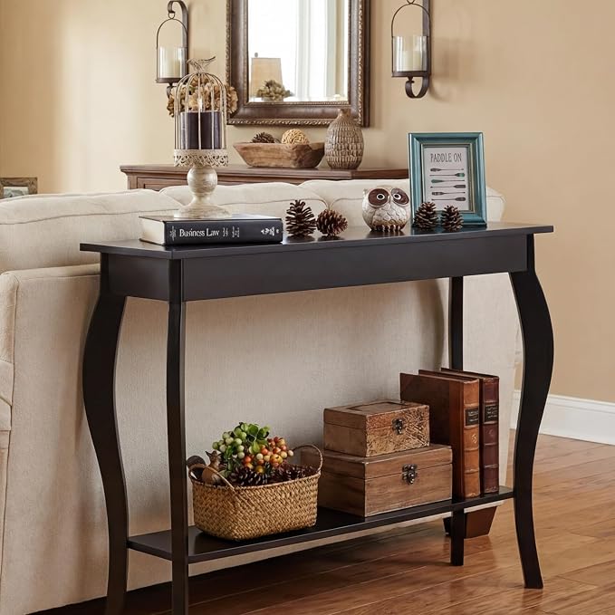 ChooChoo Narrow Console Table, Chic Accent Sofa Table, Entryway Table, 39.3 Inch, Black