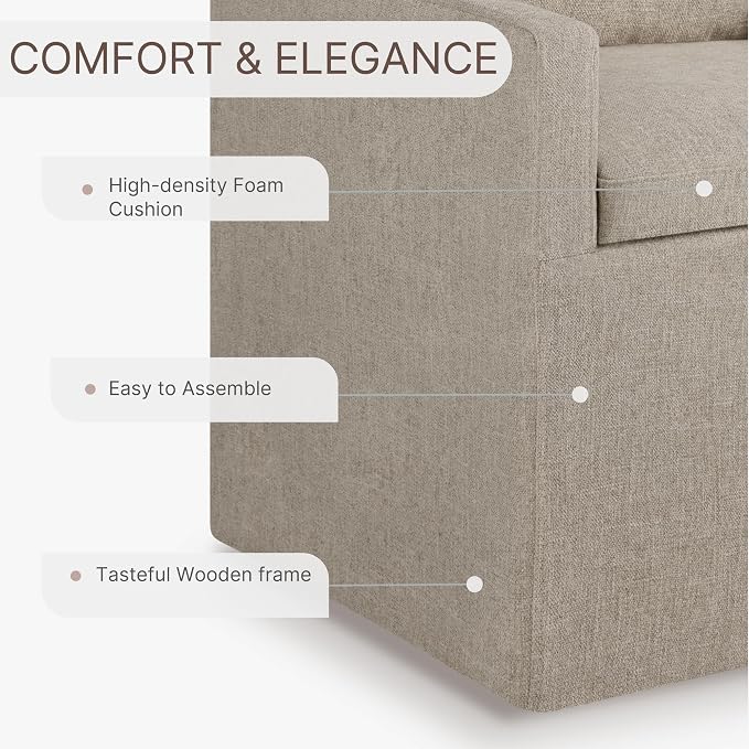 KISLOT Upholstered Dining Chairs Set of 1, Washable Cover Modren Deskchair with 4 Casters & Hidden Storage for Dining Room, Living Room, Home Office, Sand, 1 Box