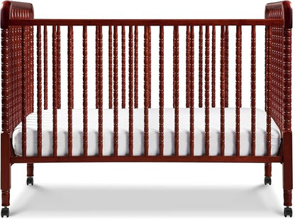 DaVinci Jenny Lind 3-in-1 Convertible Crib in Rich Cherry, Removable Wheels, Greenguard Gold Certified | Converts to Toddler Bed & Daybed, 4 Adjustable Mattress Heights - Conversion Kit Sold Separately - Durable & Easy to Assemble