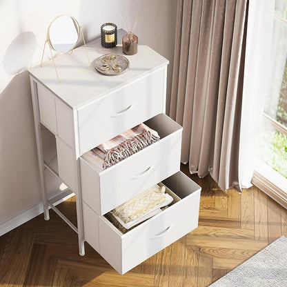 AODK Dresser for Bedroom Nightstand Small Chest of Drawers End Table for Living Room, Closet Dresser with 3 Storage Drawers Organizer Clothes, White