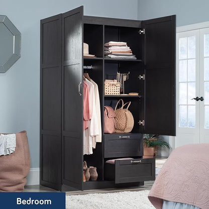 Sauder Miscellaneous Storage Armoire with Drawers, Raven Oak Finish