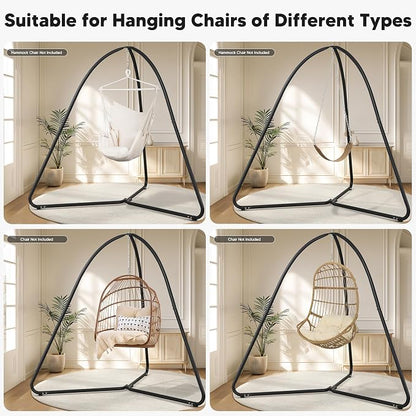 SUNCREAT Tripod Hanging Chair Stand – 400lbs Capacity, Heavy Duty Steel, Rust Resistant, Stable Hammock Frame for Air Porch, Indoor/Outdoor Use – Swing Not Included, Black