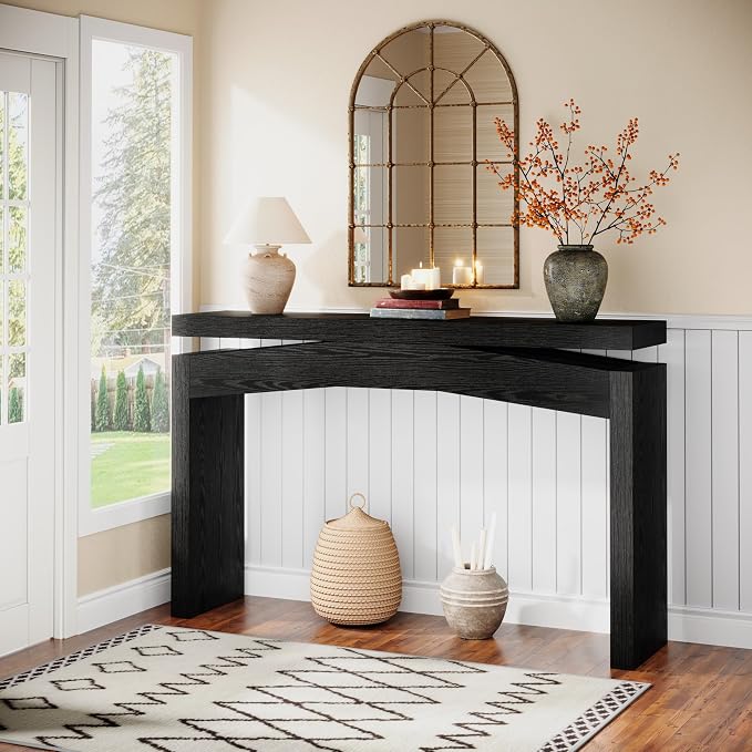Celaform Console Table for Entryway, 47.2 Inch Long Sofa Table Behind Couch, Farmhouse Wood Style Accent Foyer Entrance Tables for Living Room, Hallway, Easy Assembly (Black)