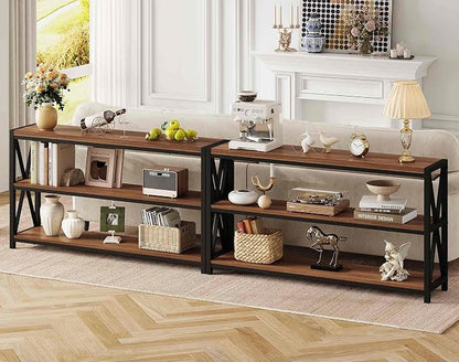 FATORRI Console Table for Entryway, 55 Inch Modern Entry Table with 3 Tier Shelves, Couch Tables Behind Sofa for Living Room (Medium Walnut)