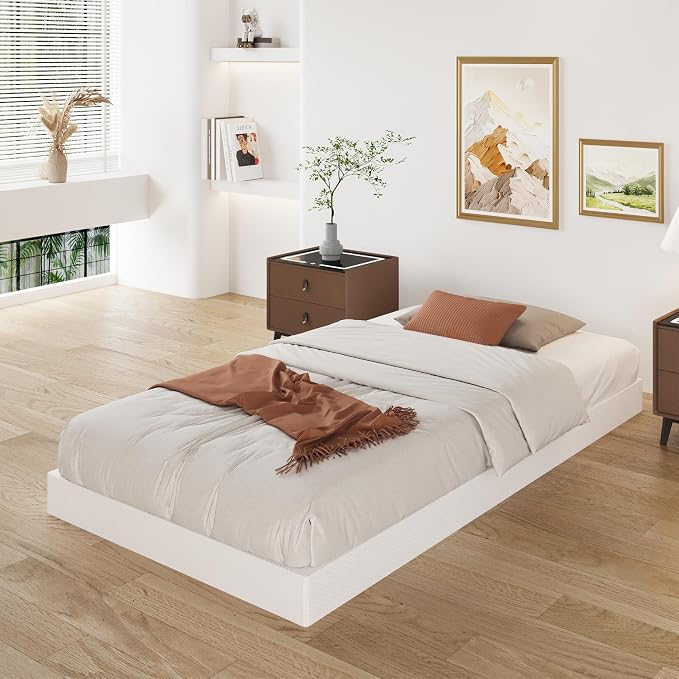 Lutown-Teen 3 Inch Twin Box Spring Low Profile, Heavy Duty Metal Box Spring Twin Bed Base with Fabric Cover, Mattress Foundation, Noise Free, Easy Assembly