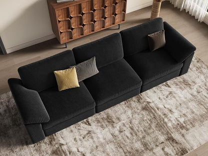 EASE MOOSE Sectional Modular Sofa, Fashion Comfty 3 Seat Cloud Modular Sofa, Modern Deep Seat Sectional Sofa,Black