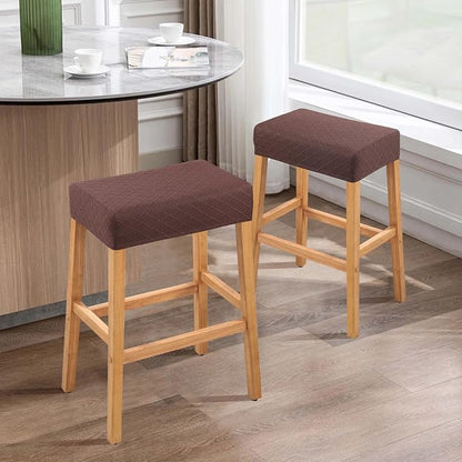 YISUN Stool Covers Rectangle - 2 Pack Stretch Waterproof Saddle Seat Cover Counter Bar Stools Bar Chairs Covers Kitchen Island Chairs Cushion Protector