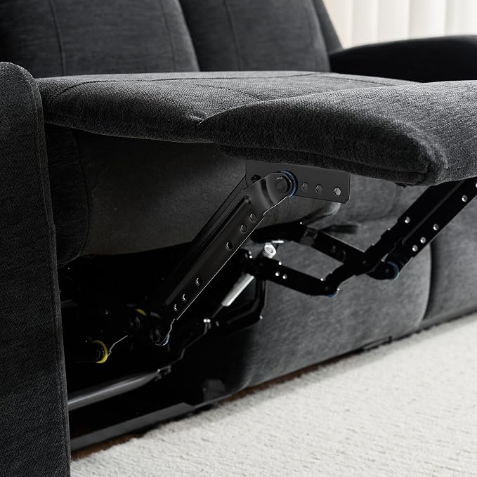 75'' Manual Reclining Sofa with Storage Drawer, 3 Seat Wall Hugger Recliner Couch with Cup Holders, Side Pockets, Chenille Fabric, Compact 3-Person Recliner for RV, Living Room, Apartment (Black)