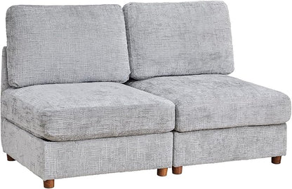 ORRD Modern Chenille Middle Armless Sofa Seat Set of 2 for Modular Sectional Couch for Living Room, Grey