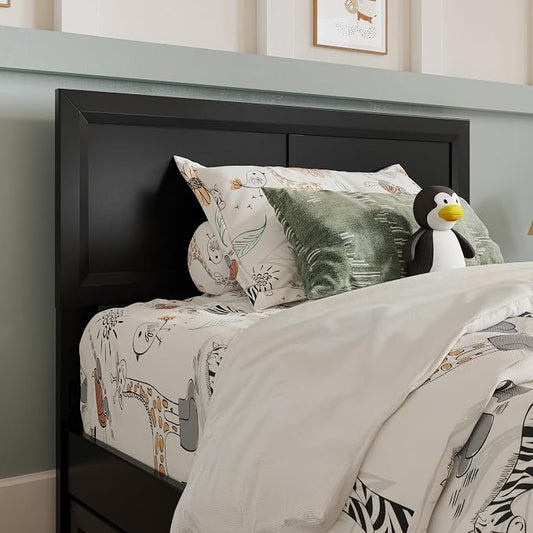 AFI, Sophia Adjustable Modern Twin Wood Headboard, Black