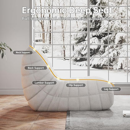 WHGBJA Bean Bag Chairs for Adults with Memory Foam Couch, Loveseat Sofa Chair for Bedroom, Living Room, Reading, Gaming Floor Sofa Couch, Boneless, Comfy
