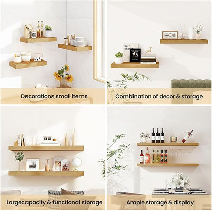 Vivelove 48 Inch Floating Shelves for Wall, 48x9 Display Shelves for Bathroom Living Room Kitchen Bedroom Office Farmhouse Home Decor - Set of 1, Oak