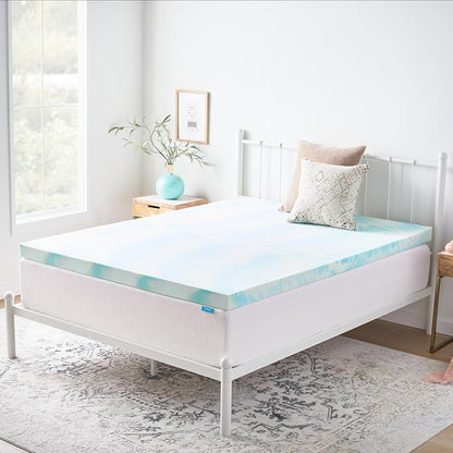 Linenspa 3 Inch Swirl Gel Memory Foam Mattress Topper, Twin Size – Cooling Gel Infused, Ventilation Holes – Pressure Relieving Bed Topper – CertiPUR Certified