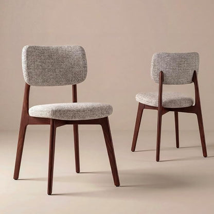 COLAMY Dining Chairs Set of 4, Modern Upholstered Kitchen Room Chairs with Solid Red Oak Wood Legs, 5-Min Easy Assembly Anti-Wobble, High-Weight Fabric Farmhouse Side Chair, 300lbs,Walnut,Oatmeal