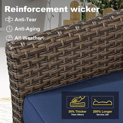 Patio Wicker Chairs with Set of 2 & Sofa | High Back All Weather PE Wicker Outdoor Chairs with Water-Resistant Cushions for Garden, Deck, Porch, Backyard, Balcony